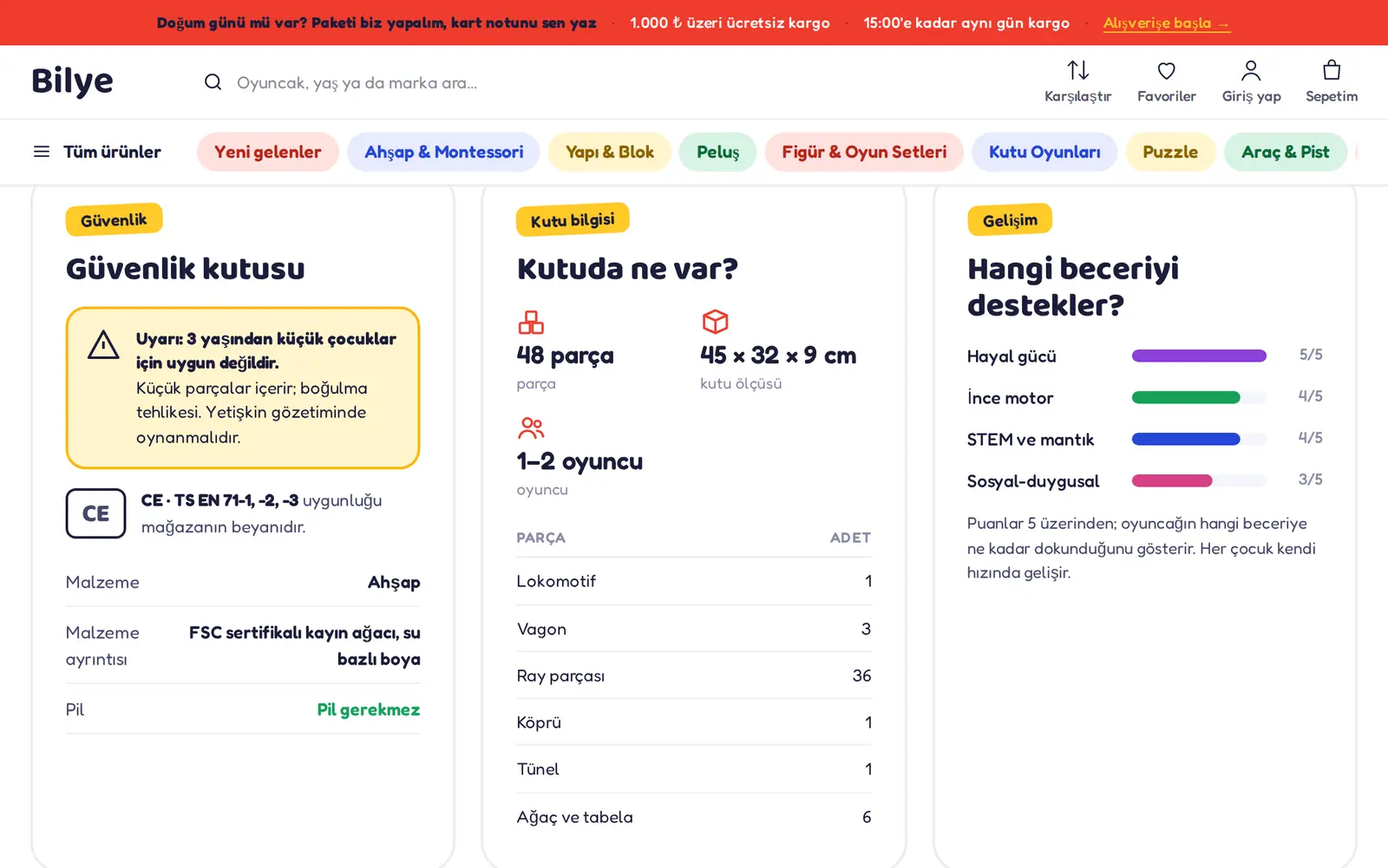 Bilye teması: güvenlik ve kutu içeriği