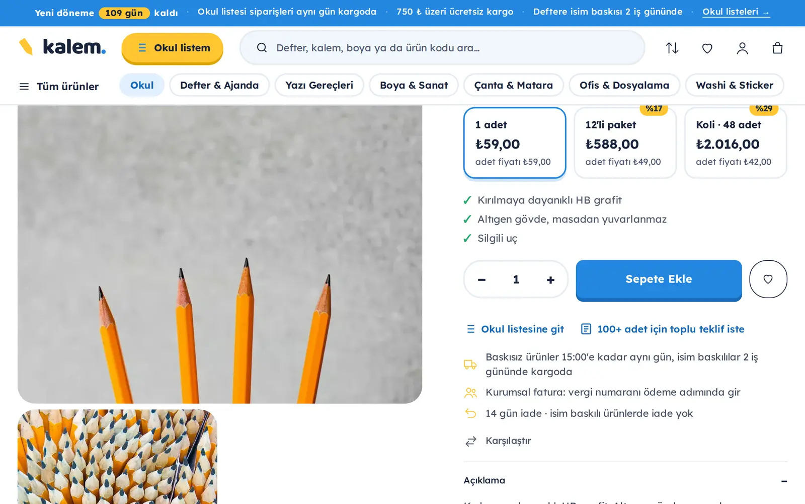 Kalem teması: paket ve koli fiyatı