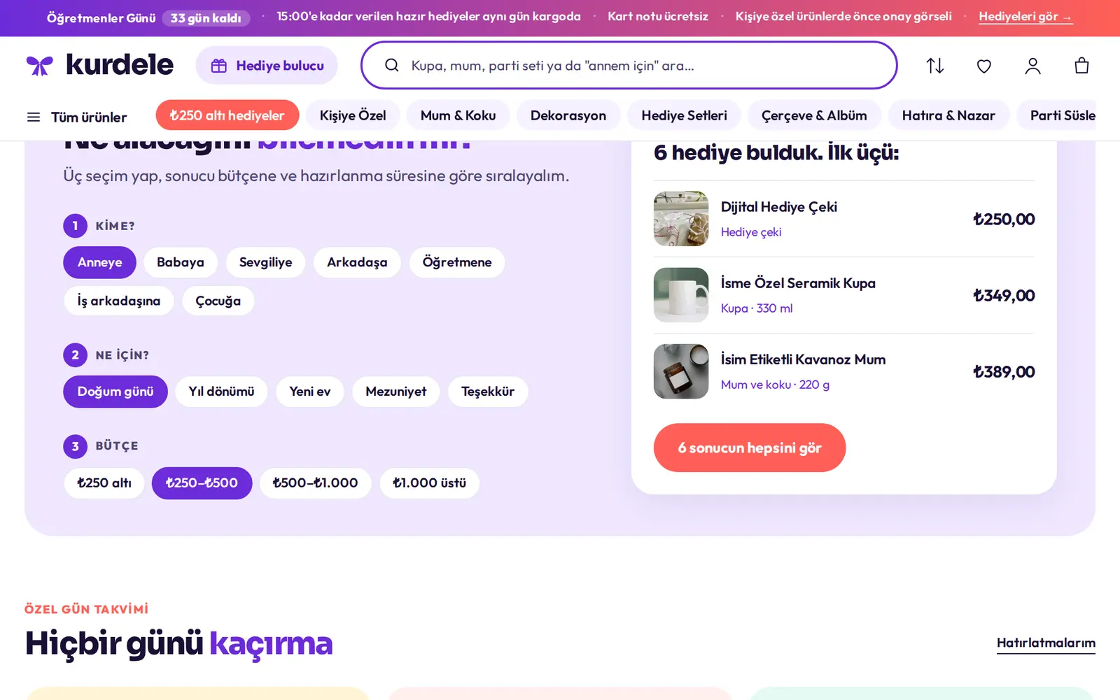 Kurdele teması: hediye bulucu
