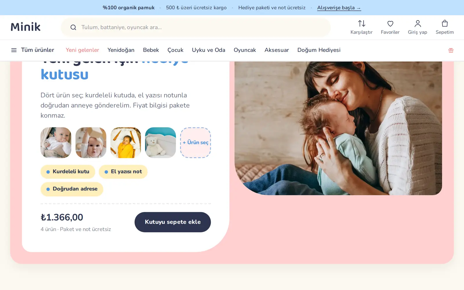 Minik teması: doğum hediyesi kutusu