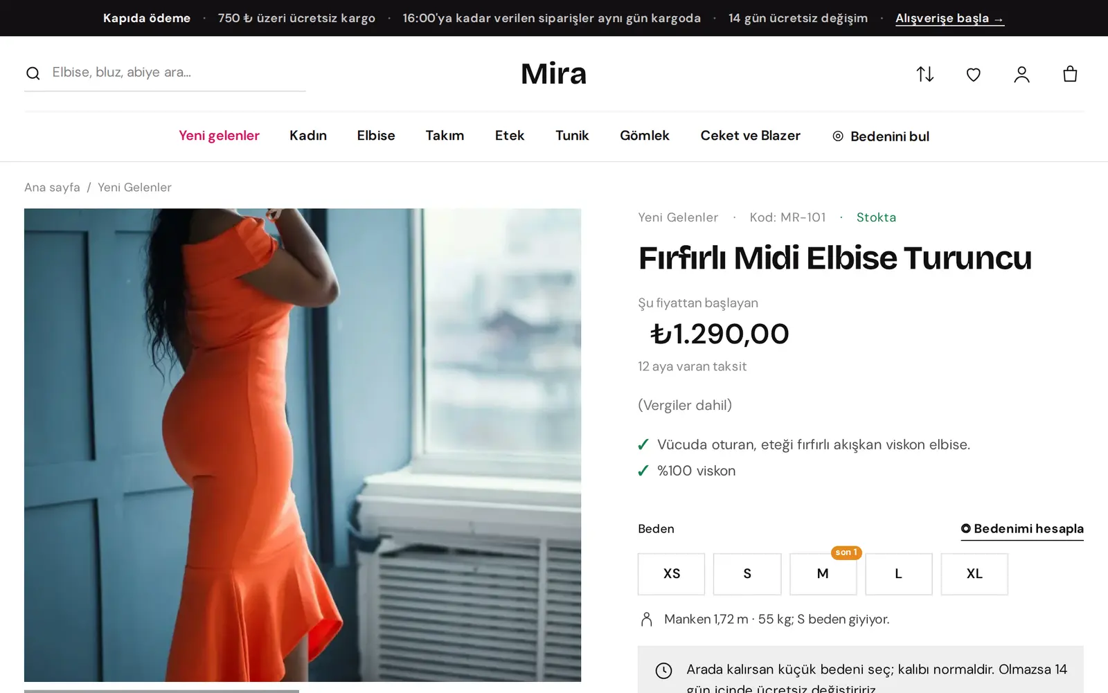 Mira teması: ürün sayfasında kargo sayacı