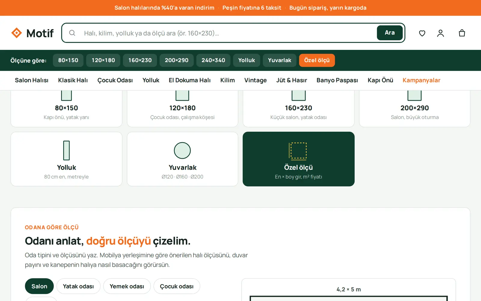 Motif teması: ölçüye göre alışveriş