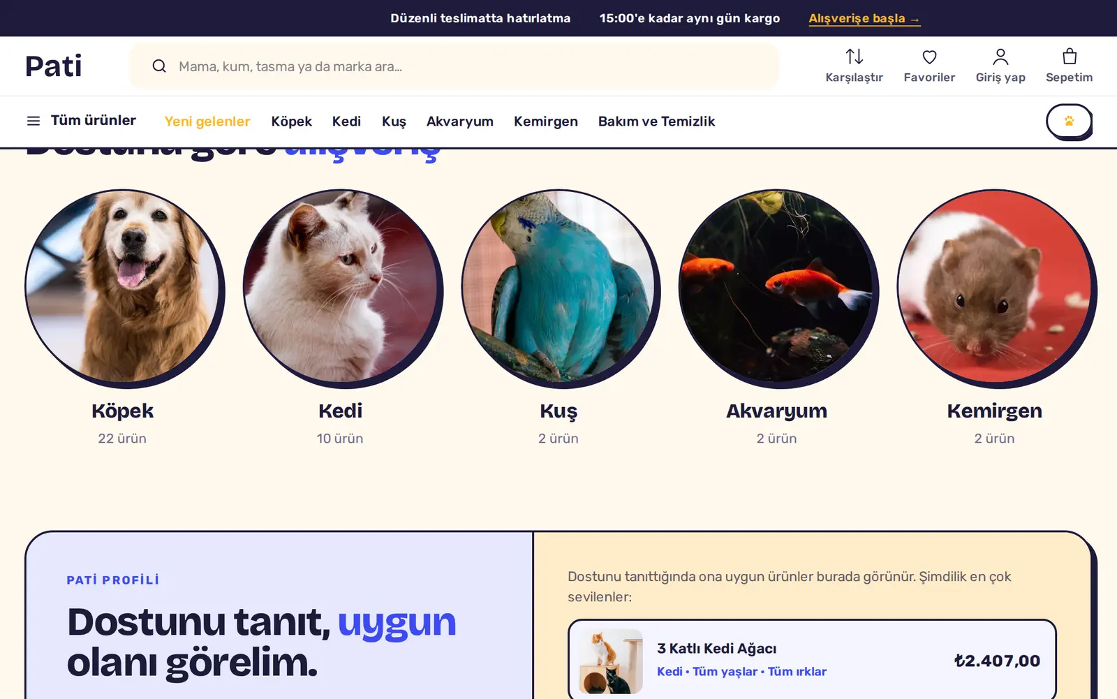 Pati teması: türe göre alışveriş