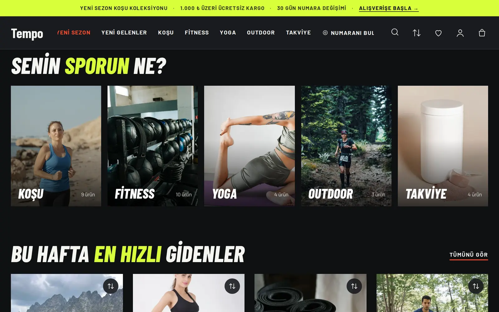Tempo teması: spora göre alışveriş